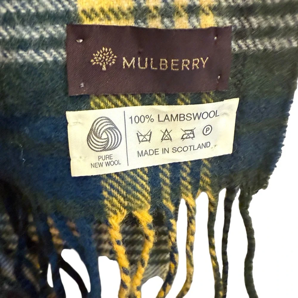 Mulberry Tartan Scarf - Navy, Mustard, Charcoal